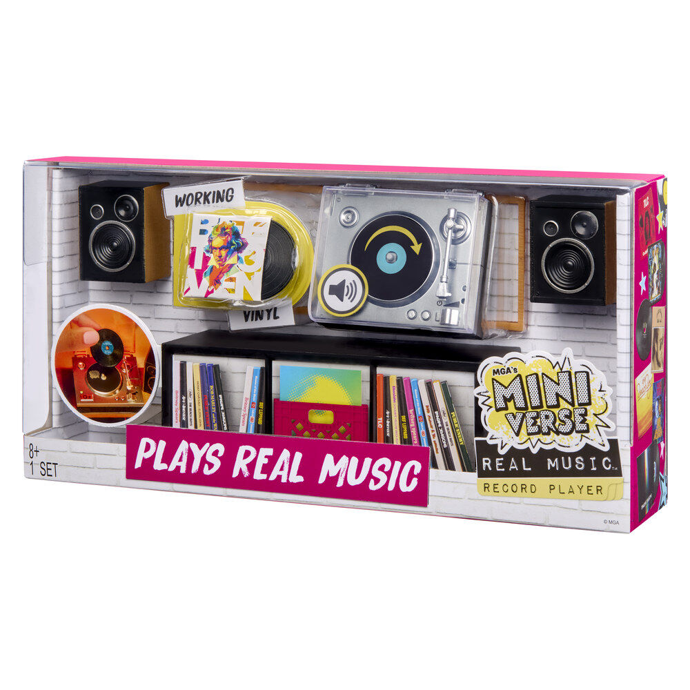 Set MGA Miniverse Real Music con tocadiscos, altavoces y vinilo en miniatura - 2