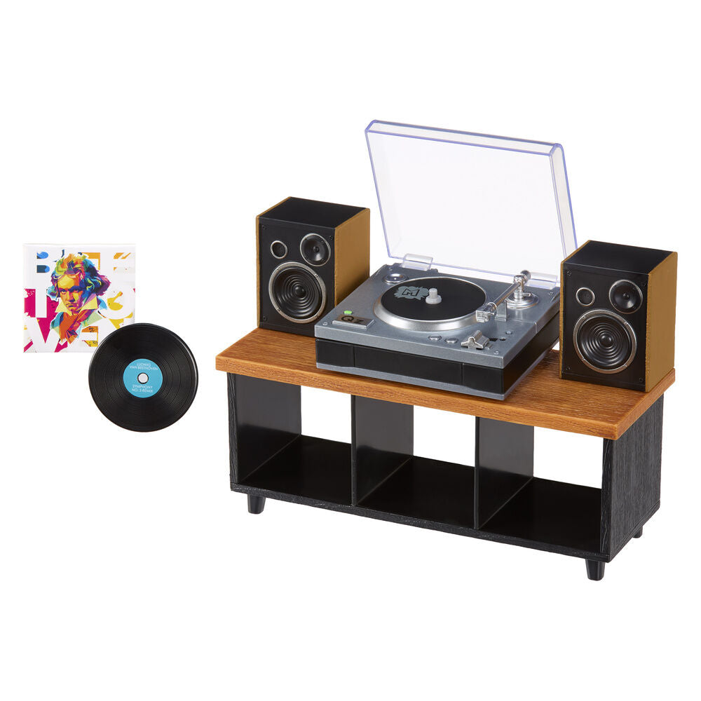 Set MGA Miniverse Real Music con tocadiscos, altavoces y vinilo en miniatura - 3
