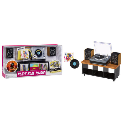 Set MGA Miniverse Real Music con tocadiscos, altavoces y vinilo en miniatura - 4