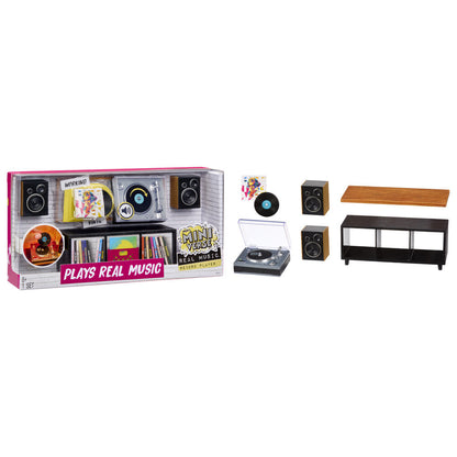 Set MGA Miniverse Real Music con tocadiscos, altavoces y vinilo en miniatura - 6