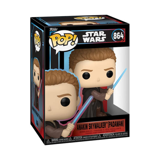 Figura Funko POP! de Anakin Skywalker Padawan con sable azul en caja