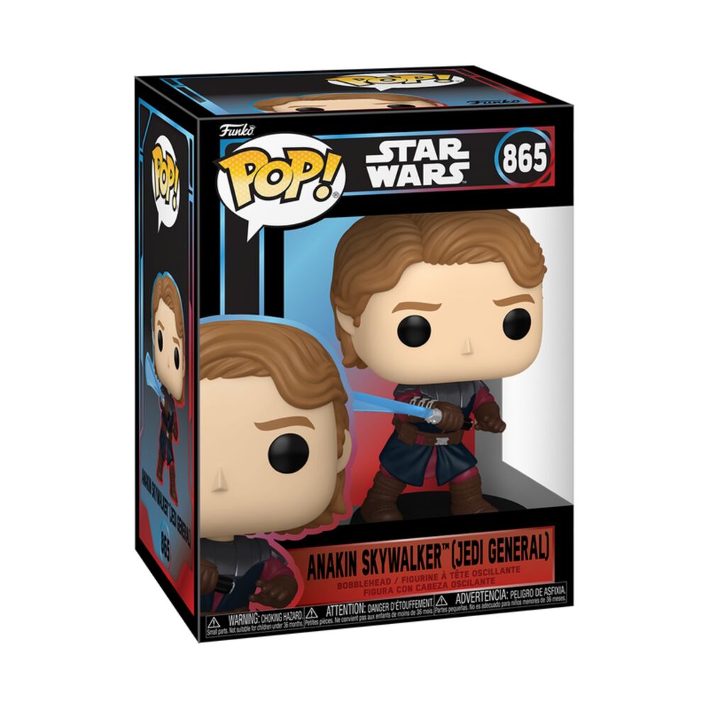 Figura Funko POP! de Anakin Skywalker Jedi General con sable azul en caja