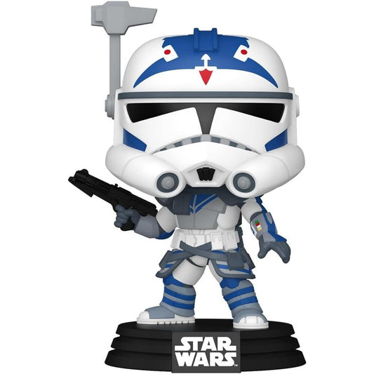 Figura Funko POP! de ARC Trooper Fives con armadura blanca y azul sobre base Star Wars