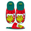 Pantuflas rojas del Grinch con diseño navideño