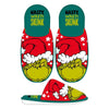 Pantuflas del Grinch rojas y verdes con estrellas