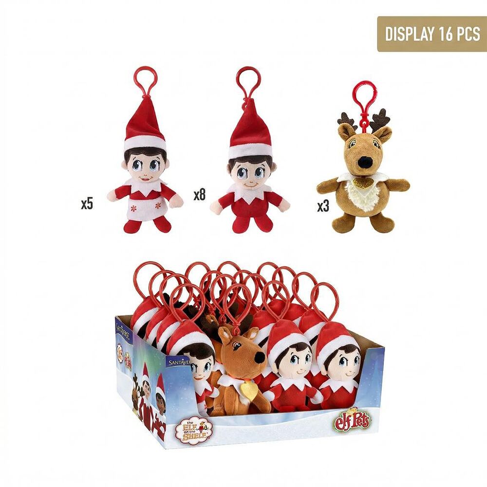 Llavero de peluche The Elf on the Shelf surtido con elfos y renos