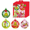 Set de cuatro bolas de Navidad decoradas con El Grinch