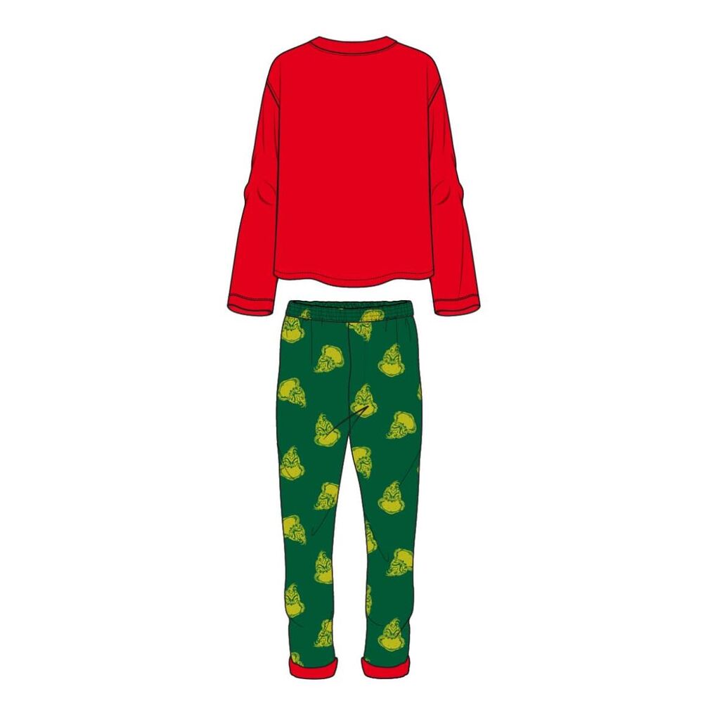 Pijama de adulto del Grinch con camiseta roja y pantalón verde - 2