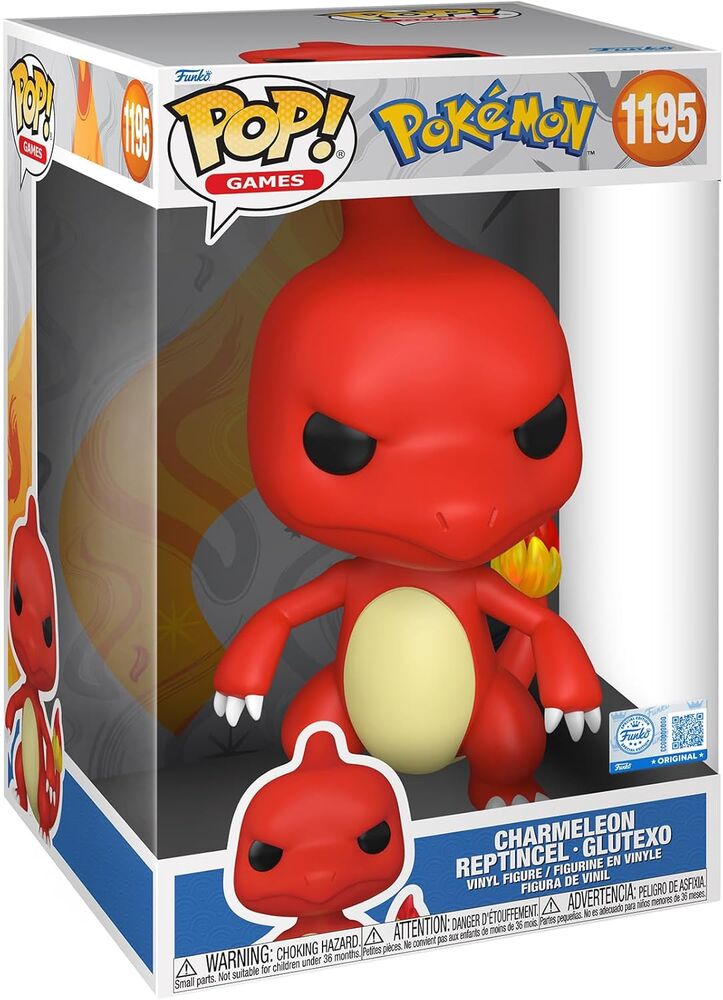 Figura Funko POP! Jumbo de Charmeleon Pokémon en rojo con llama en la cola - 2