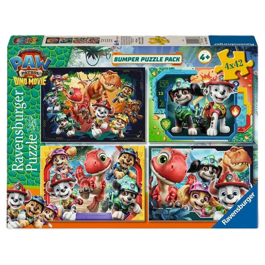 Caja de 4 puzzles Ravensburger de Paw Patrol Dino Movie de 42 piezas