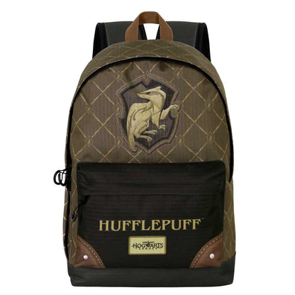 Mochila Hufflepuff de Harry Potter con escudo y bolsillo frontal