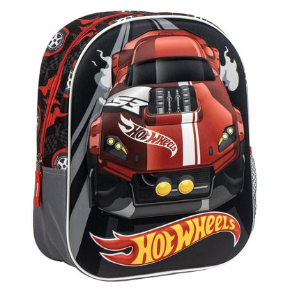 Mochila 3D Hot Wheels roja y negra de 31 cm