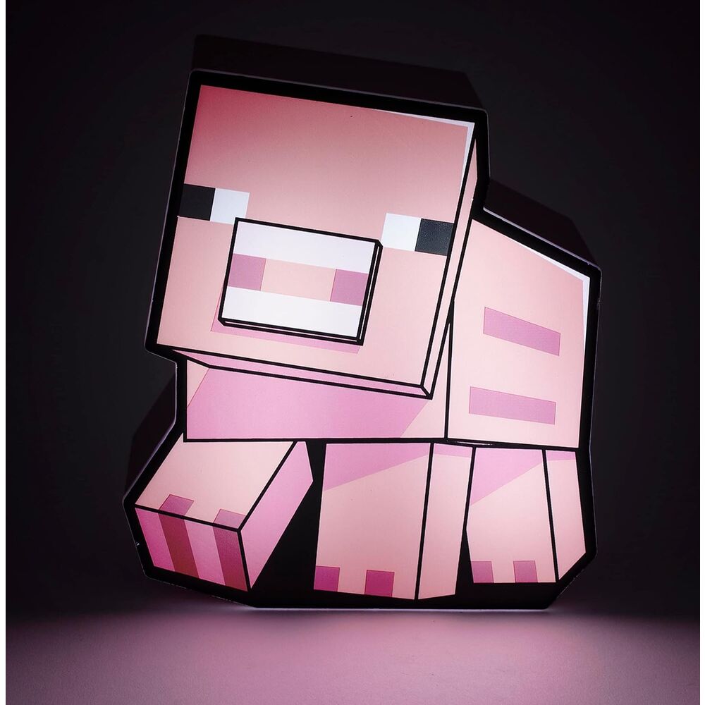 Lámpara Minecraft con diseño pixelado del Cerdo en color rosa - 2