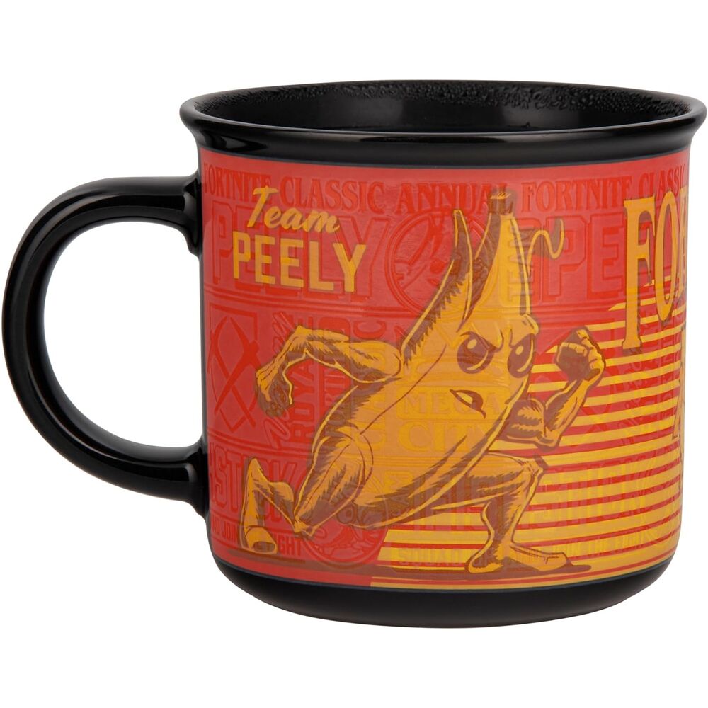 Taza cambia color Fortnite de 350 ml con diseño de Peely en rojo y dorado