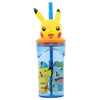 Vaso Pokémon 3D de Pikachu con pajita y decoración de Bulbasaur