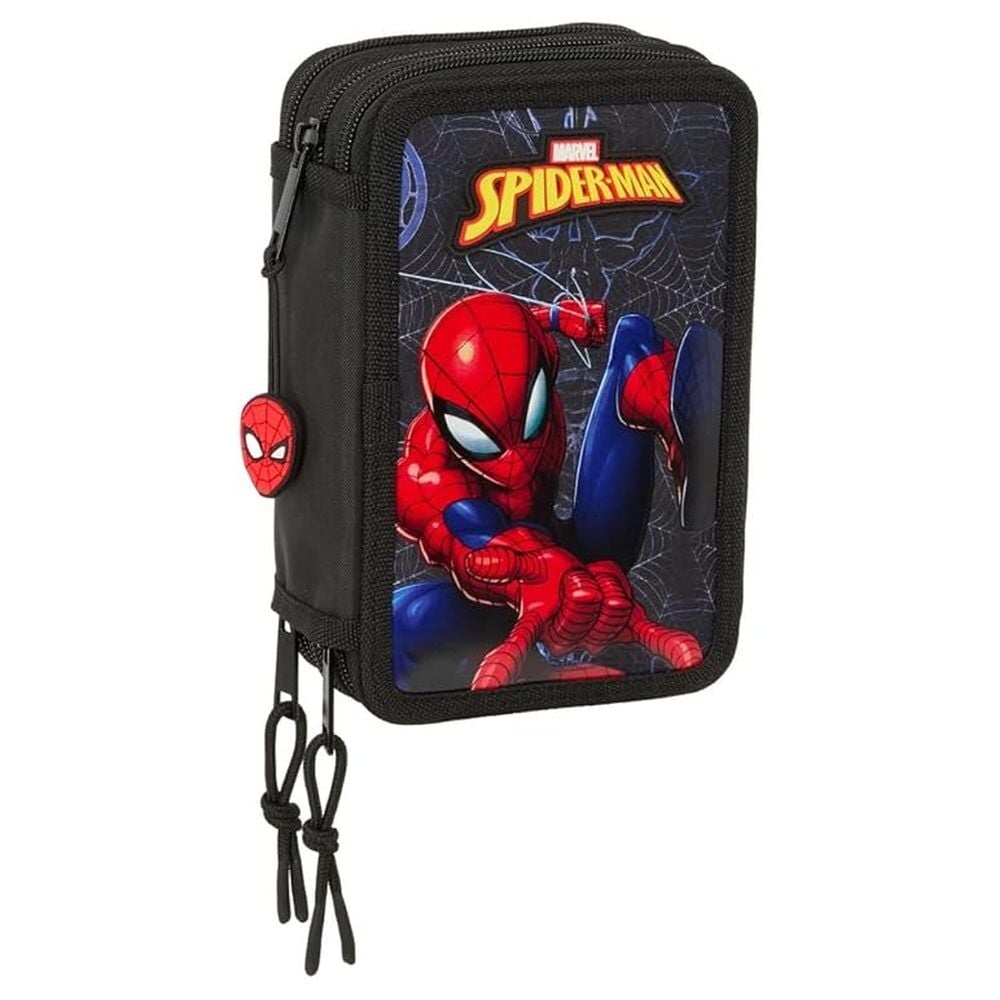 Plumier triple Spider-Man Marvel de SAFTA en negro