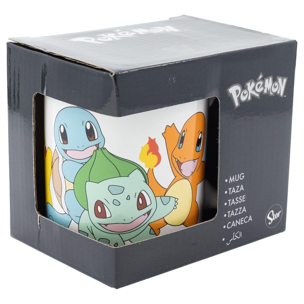 Taza Pokémon blanca con Squirtle, Bulbasaur y Charmander - 3