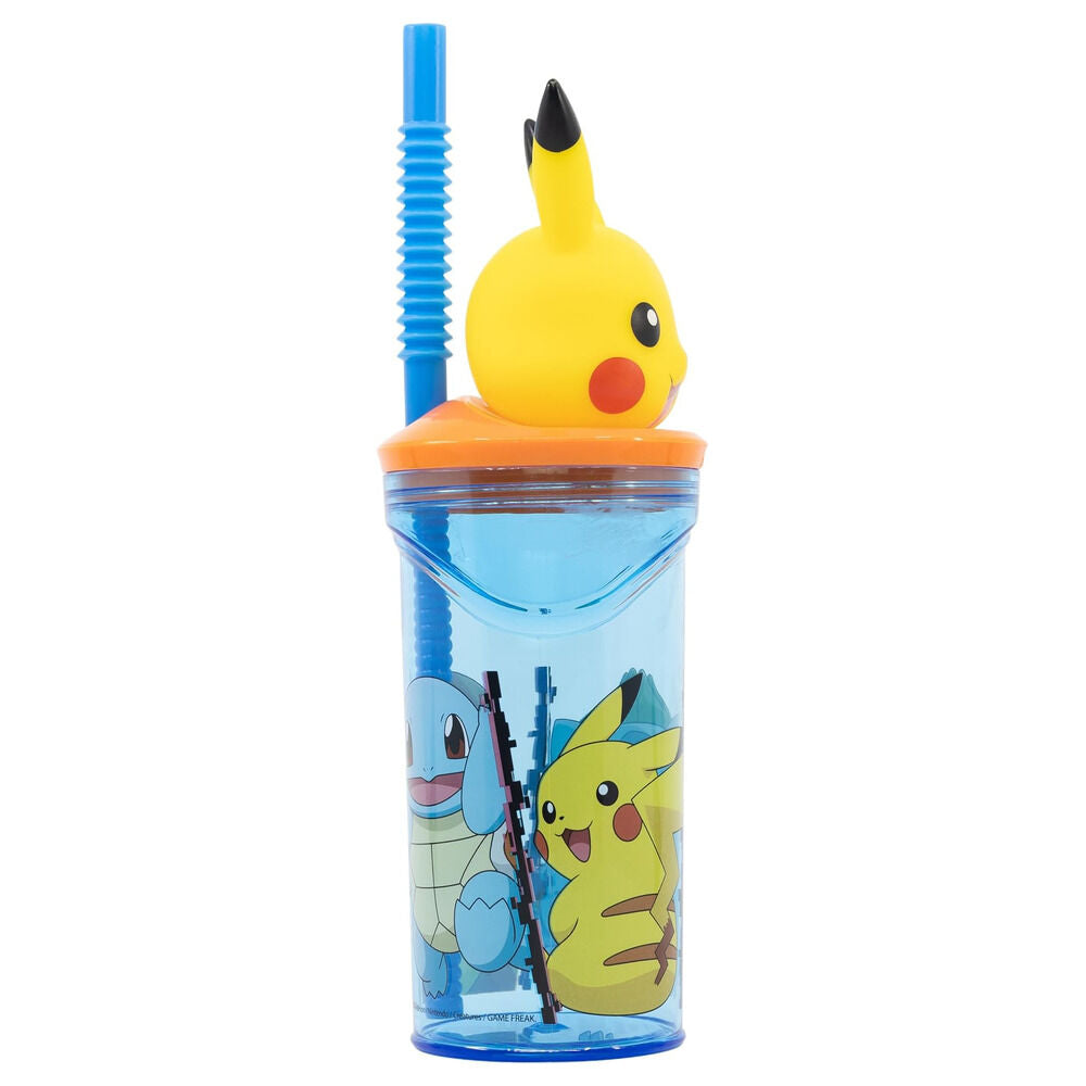 Vaso Pokémon 3D de Pikachu con pajita y decoración de Bulbasaur - 3