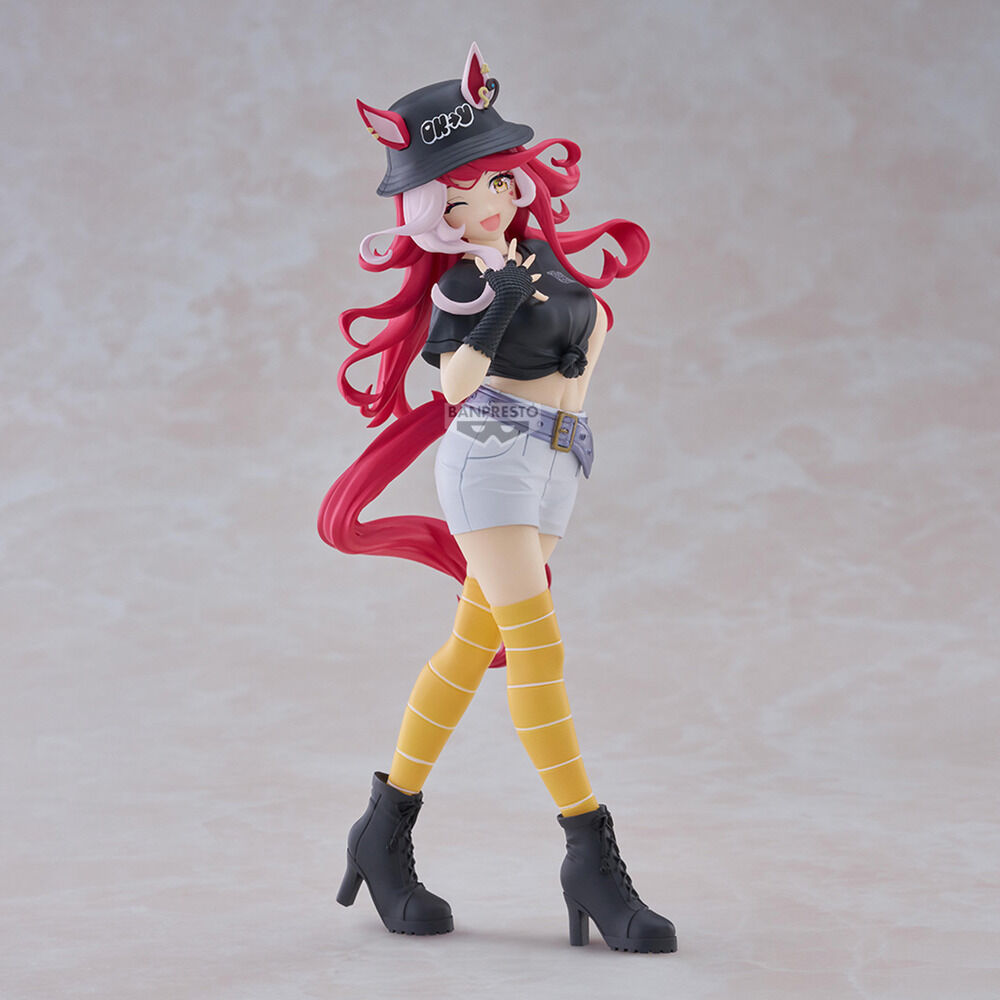 Figura Banpresto Pretty Derby Umamusume de 20 cm con cabello rojo y atuendo negro y amarillo - 4