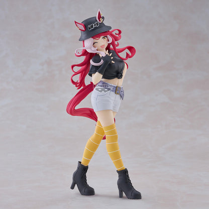 Figura Banpresto Pretty Derby Umamusume de 20 cm con cabello rojo y atuendo negro y amarillo - 4