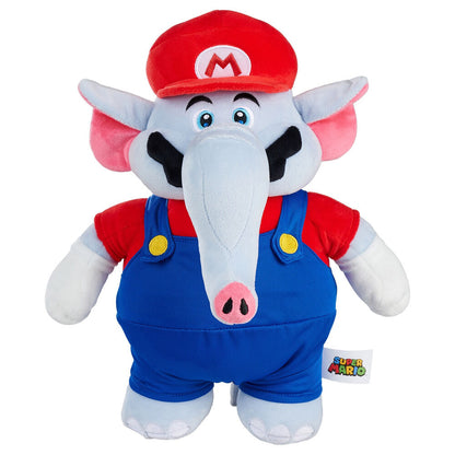 Peluche Elefante Super Mario con gorra roja y peto azul