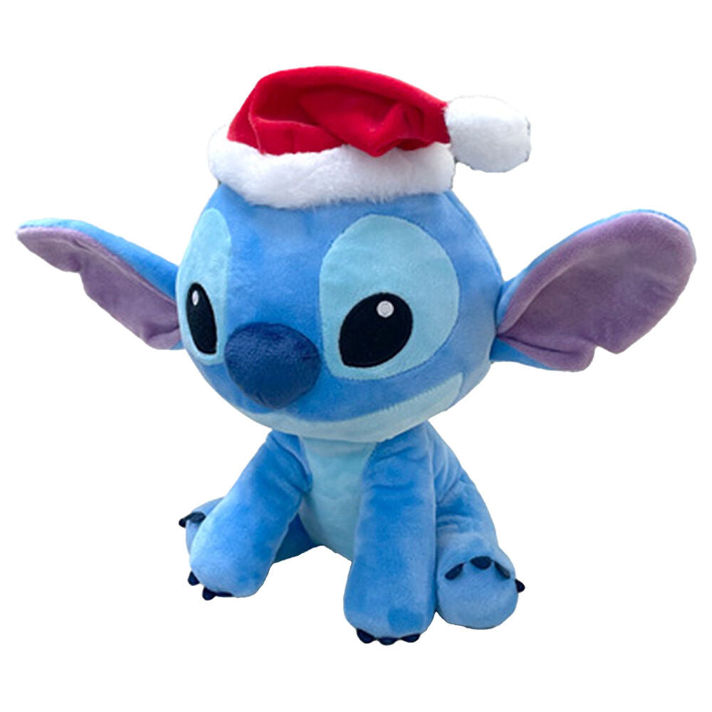 Peluche Stitch Disney sentado con gorro de Santa rojo - 2