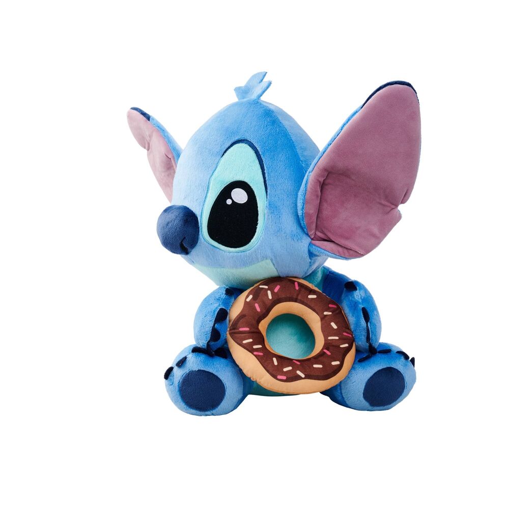 Peluche Stitch Disney azul con dona decorada, 35 cm - 3