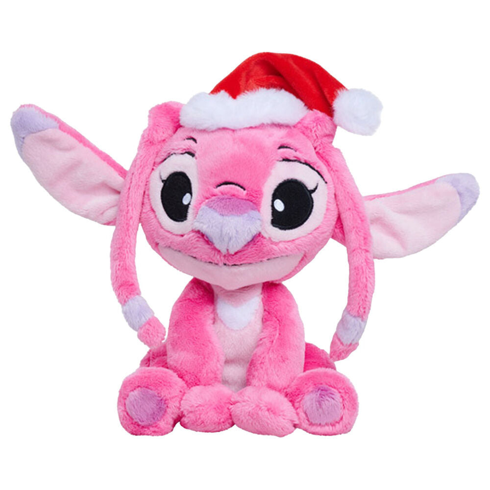 Peluche rosa de Angel de Stitch Disney con gorro rojo de Santa
