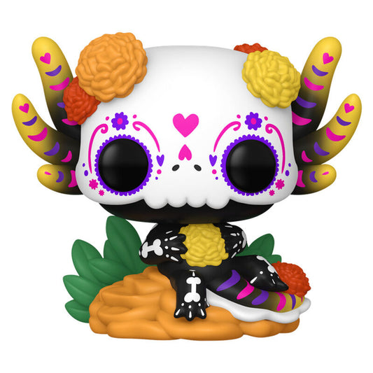 Figura Funko POP! de ajolote decorado con motivos del Día de los Muertos