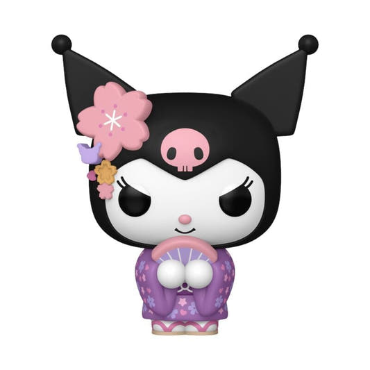 Figura Funko Pop de Kuromi con kimono morado y abanico