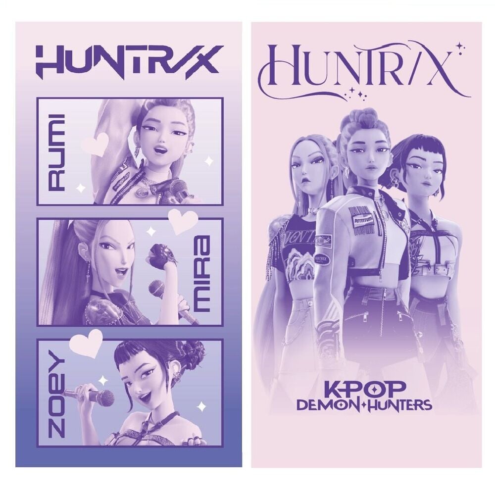Toalla de microfibra Huntrix de KPop Demon Hunters con dos diseños