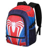 Mochila escolar Spider-Man Marvel roja y azul con bolsillos frontales
