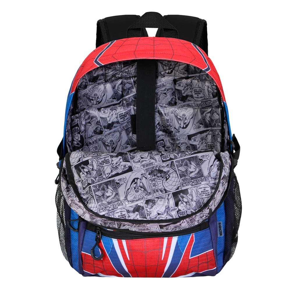 Mochila escolar Spider-Man Marvel roja y azul con bolsillos frontales - 4