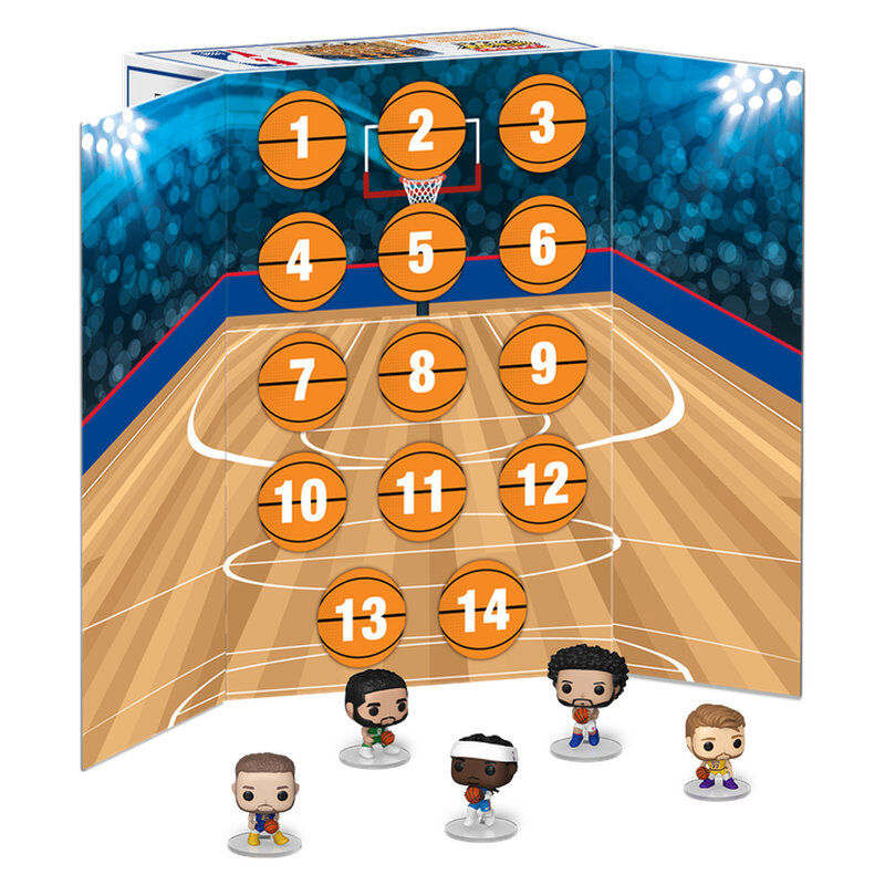 Calendario de Adviento Funko Pocket Pop NBA con diseño de cancha de baloncesto