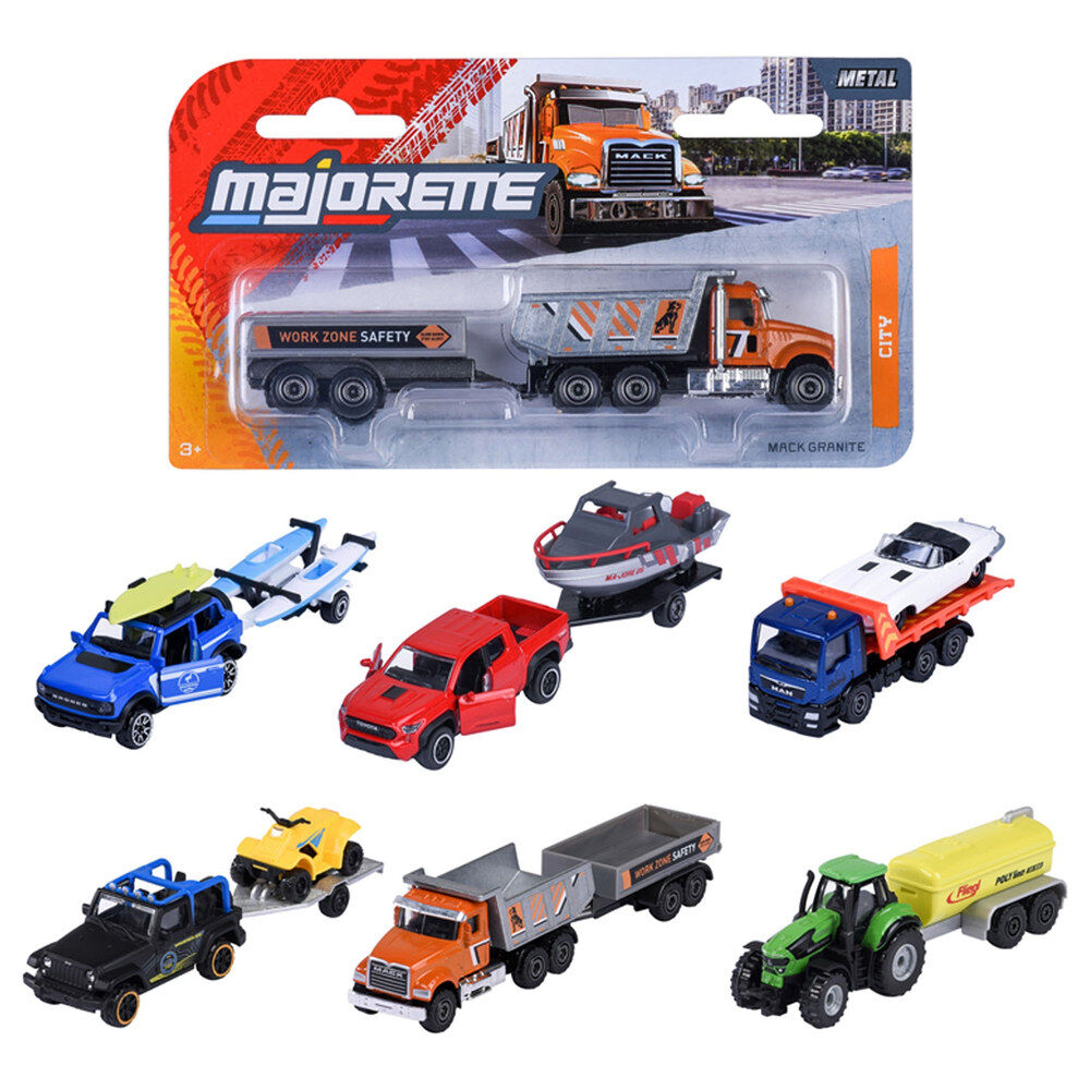 Surtido MAJORETTE City Trailer con vehículos y remolques