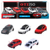 Set MAJORETTE de cinco coches Volkswagen Golf GTI en rojo, blanco y negro