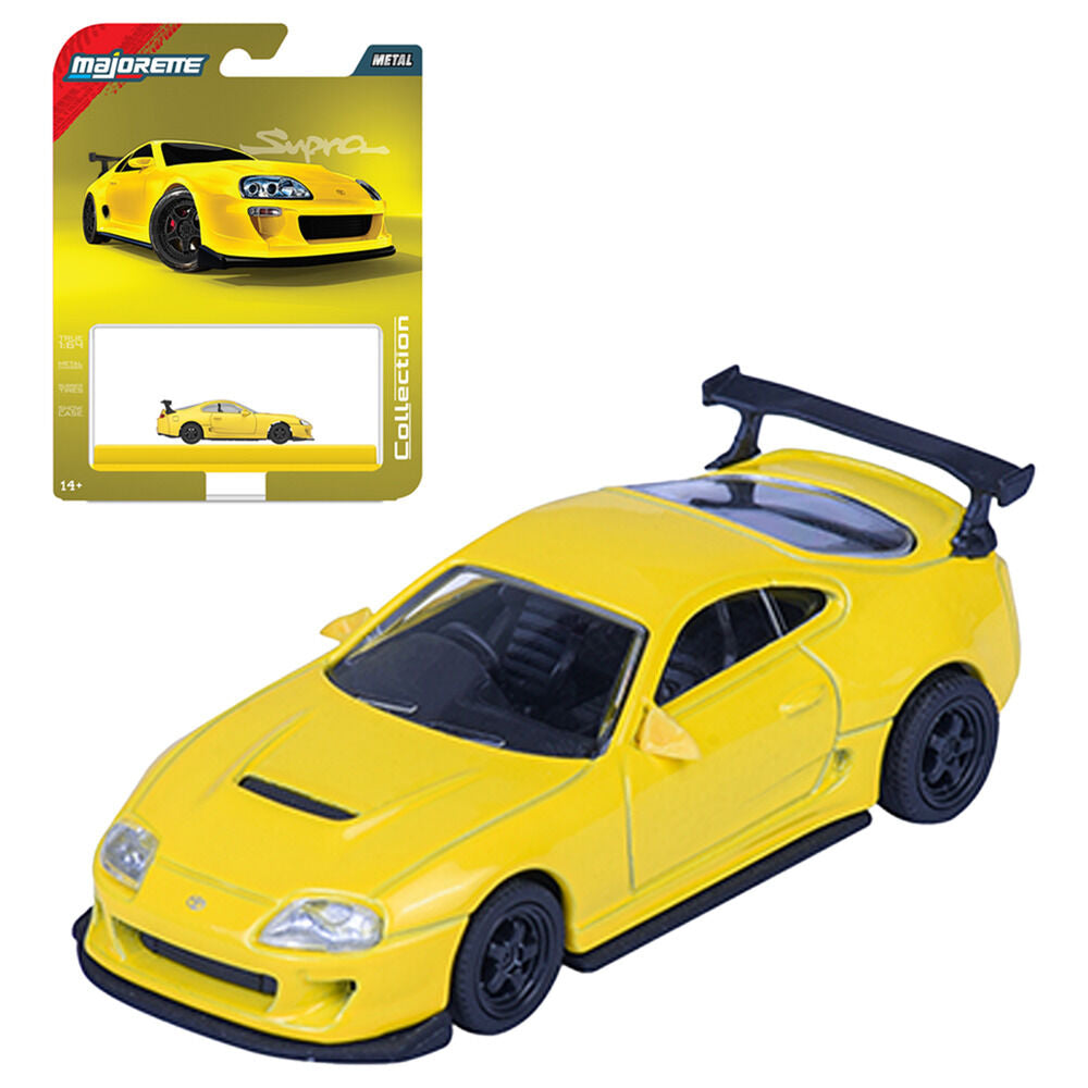 Coche de colección Majorette Toyota Supra 1995 amarillo con alerón negro