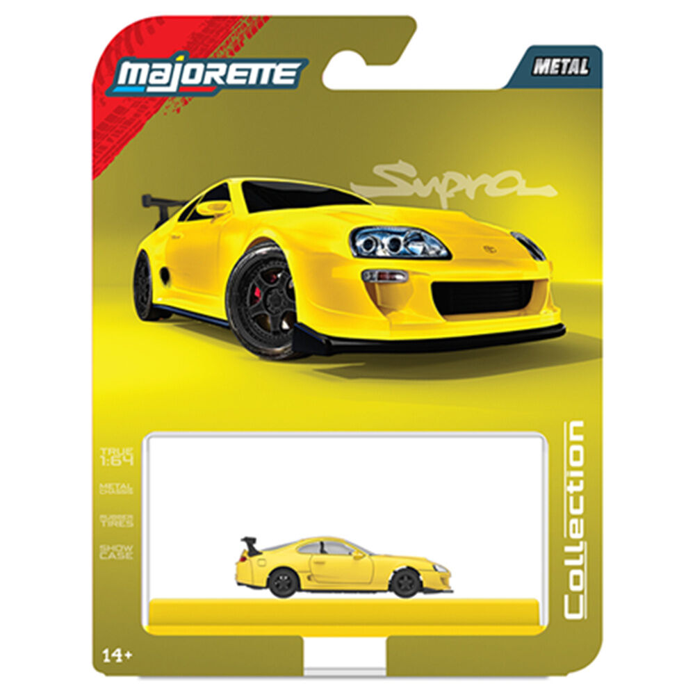 Coche de colección Majorette Toyota Supra 1995 amarillo con alerón negro - 3