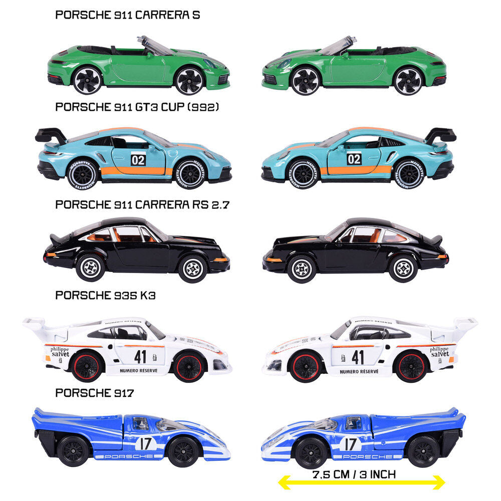Set MAJORETTE de cinco coches Porsche en varios colores - 4