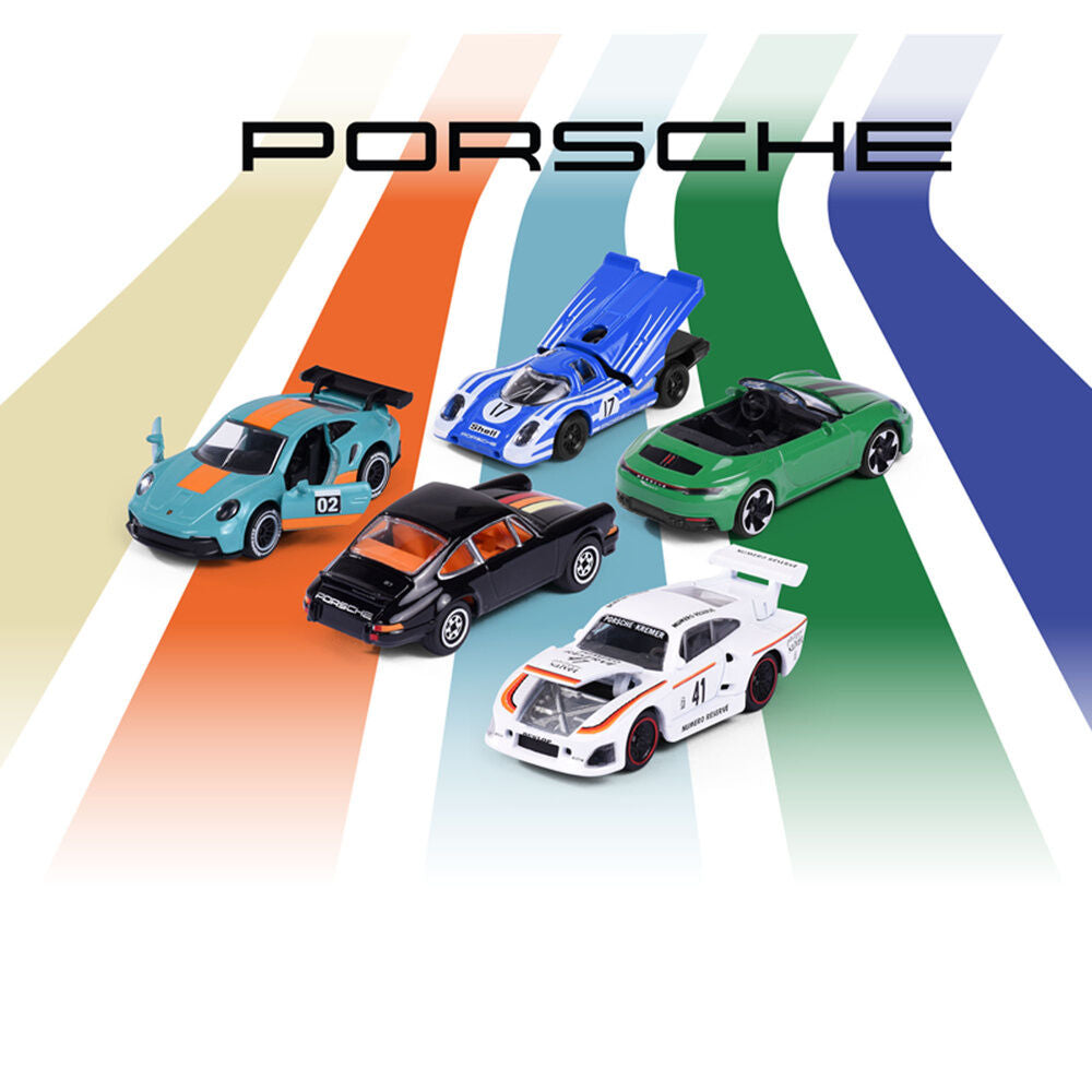 Set MAJORETTE de cinco coches Porsche en varios colores - 5