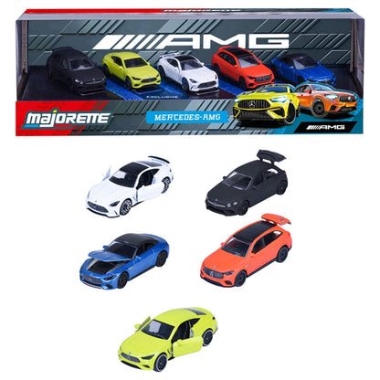 Set MAJORETTE de cinco coches Mercedes-AMG de colores variados