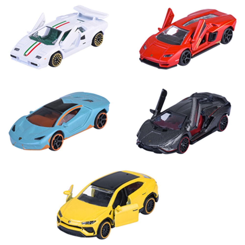 Set MAJORETTE de cinco coches Lamborghini de colores variados - 4