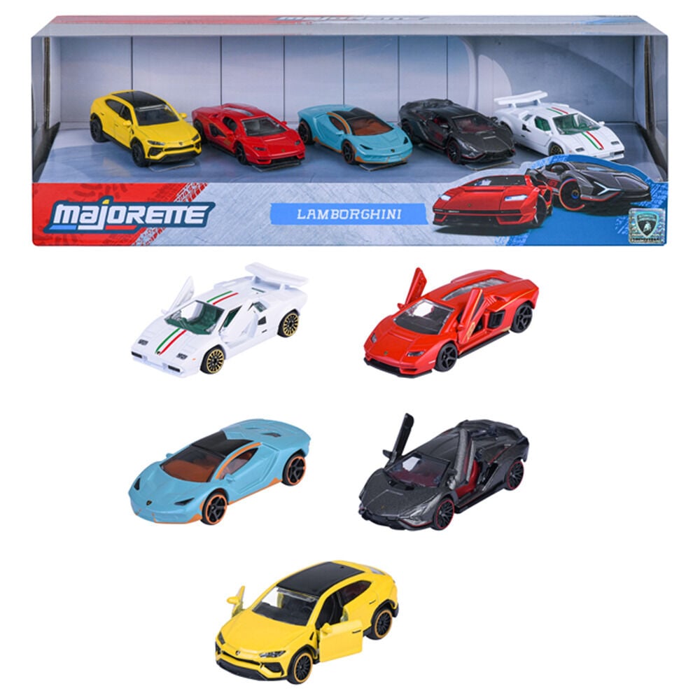 Set MAJORETTE de cinco coches Lamborghini de colores variados