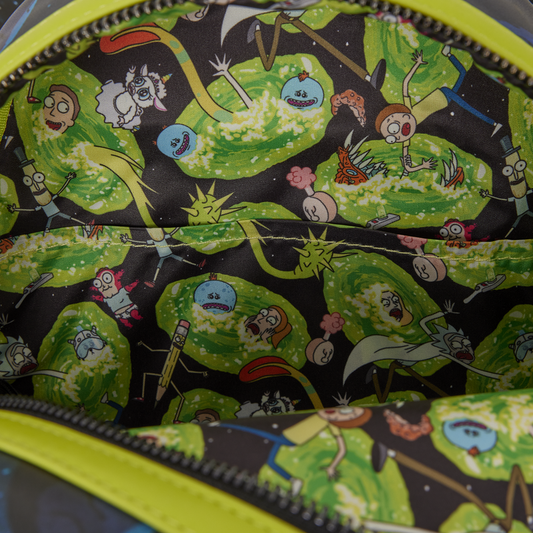 Mochila Loungefly Rick and Morty Space Cruiser azul con ovni frontal - 7