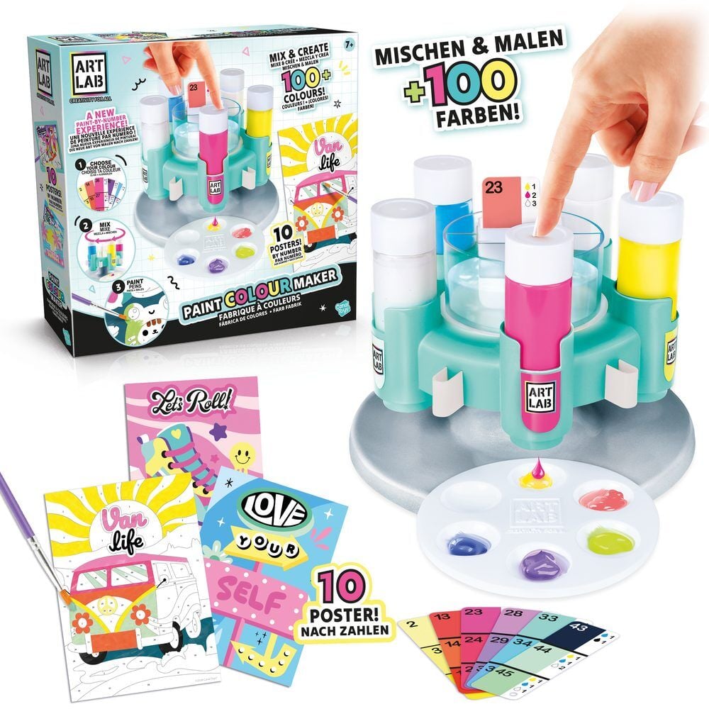 Fábrica de Pinturas Art Lab de CANAL TOYS con estudio, pinturas, paleta y pósteres