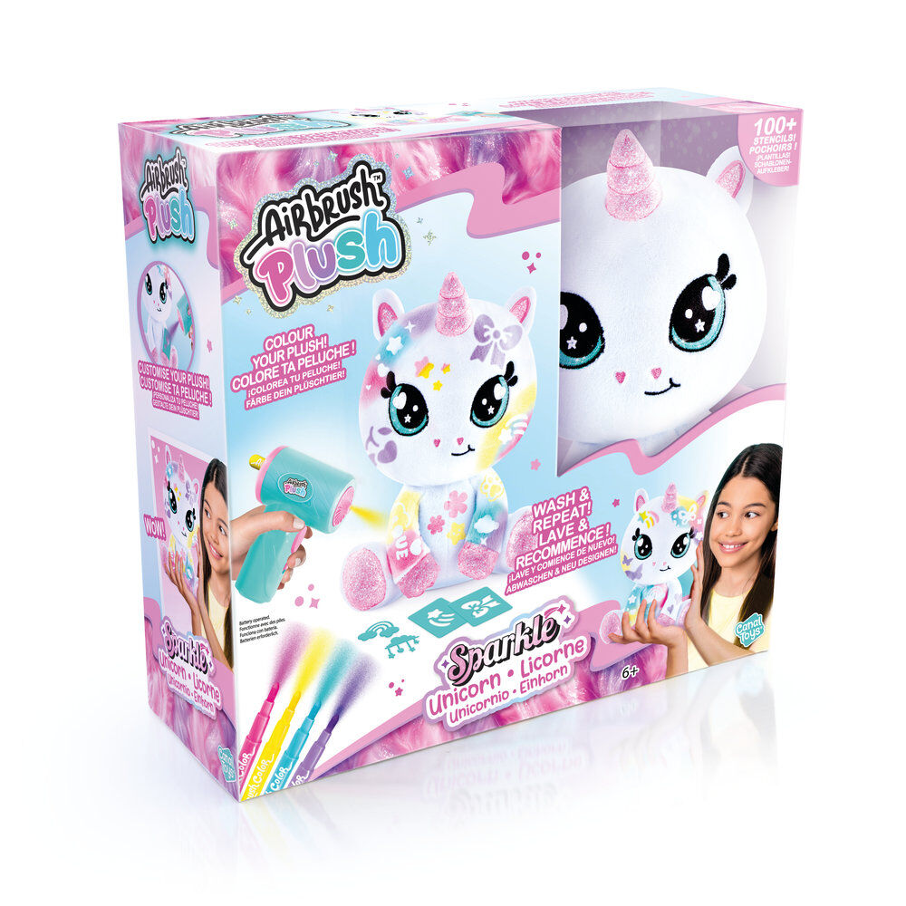 Peluche unicornio brillante Airbrush Plush con aerógrafo y rotuladores - 2