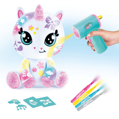 Peluche unicornio brillante Airbrush Plush con aerógrafo y rotuladores - 3