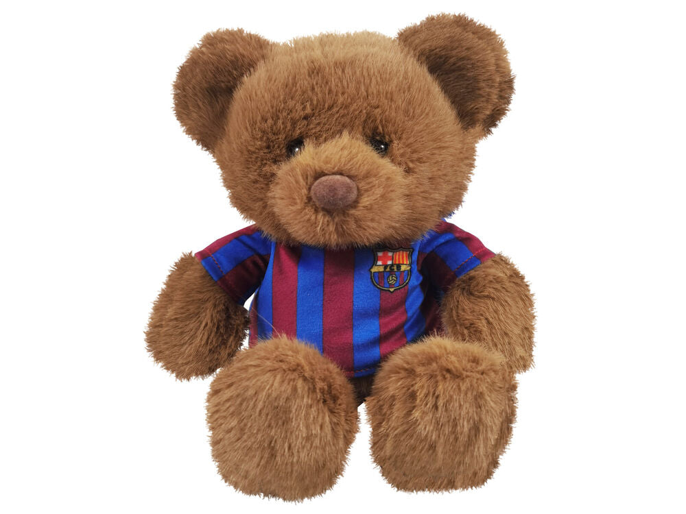 Peluche oso marrón con camiseta a rayas del FC Barcelona