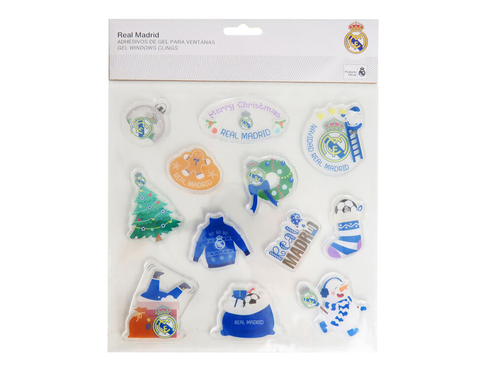 Lámina de pegatinas de gel navideñas del Real Madrid para ventanas