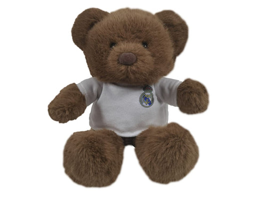 Peluche de oso marrón con camiseta blanca del Real Madrid